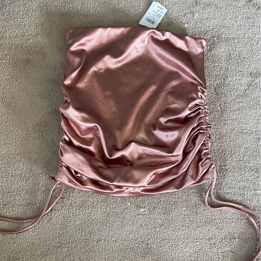 NWT New Rose Gold Ruched Side Mini Skirt